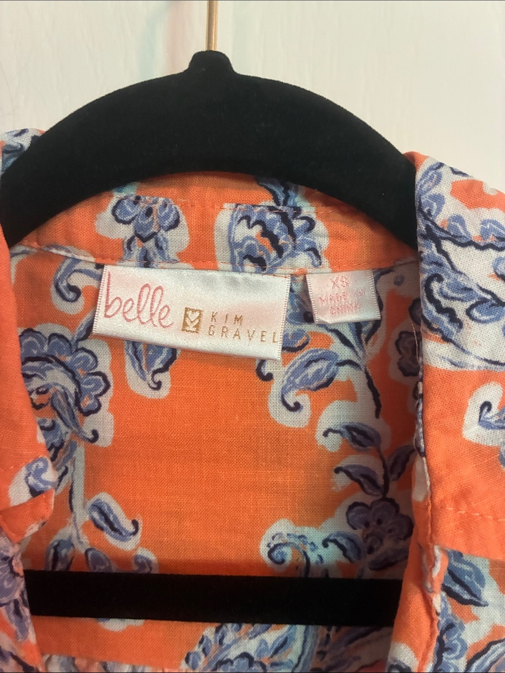 belle by Kim Gravel Orange and Blue Paisley Button-Down Blouse - Picture 2 of 2